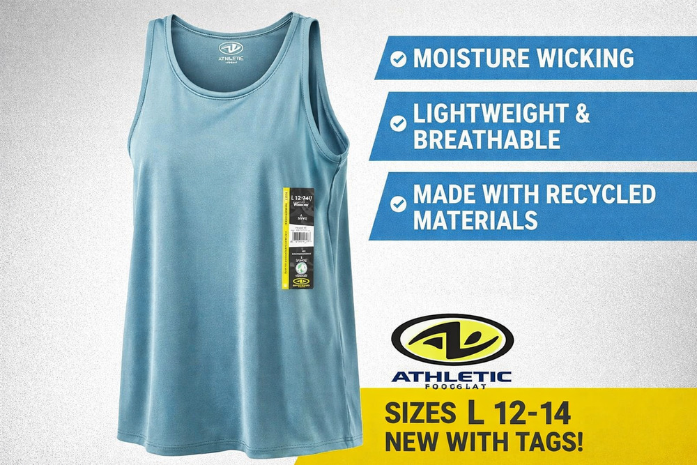 Athletic Works Women’s Tank Top Size L Blue Moisture Wicking Sleeveless NWT